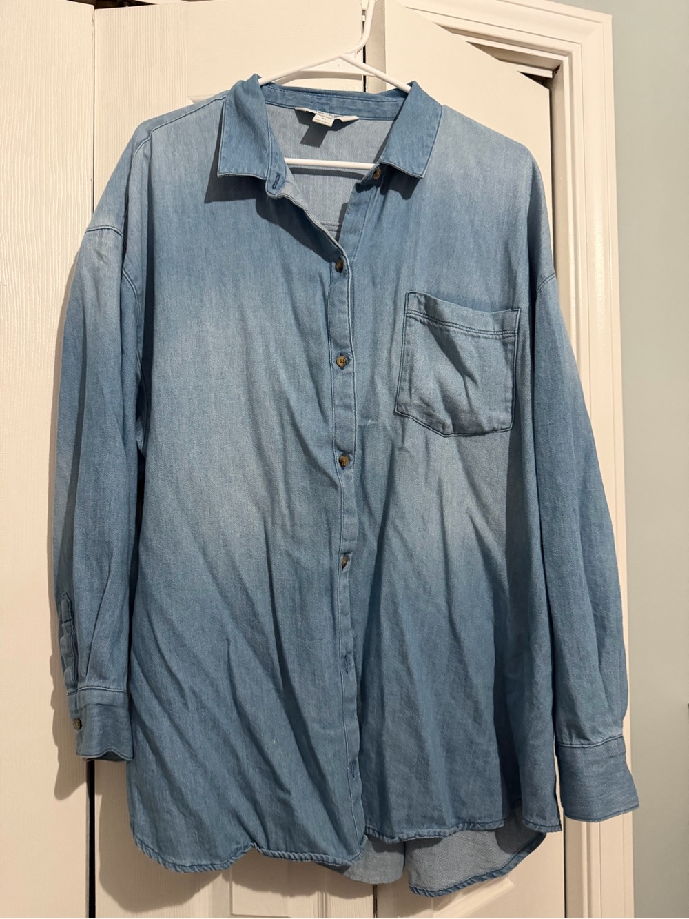 Light Blue Women’s Denim Button-Up Shirt